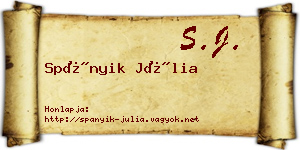 Spányik Júlia névjegykártya